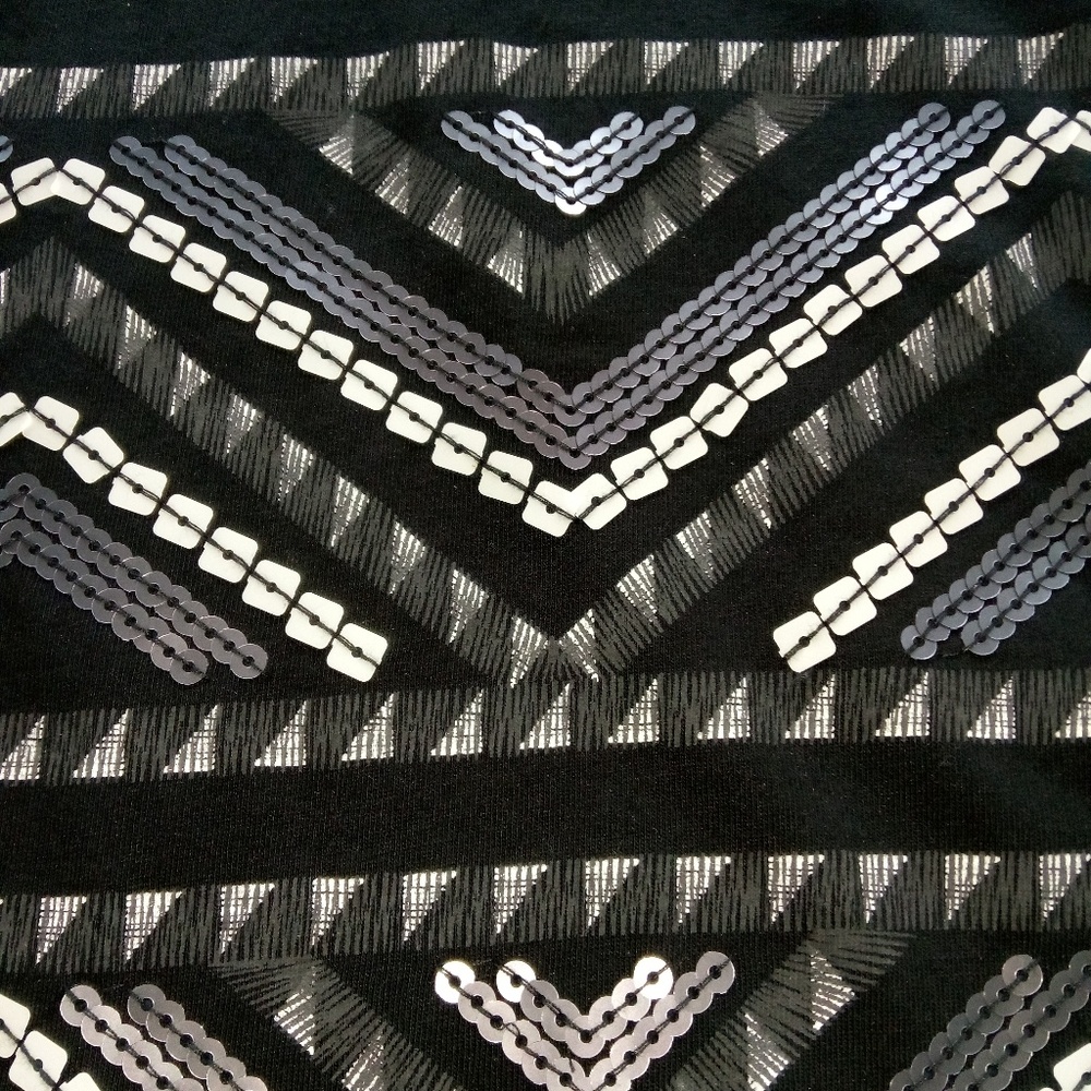 Express Black White Silver Sequence Mini Skirt - image 5